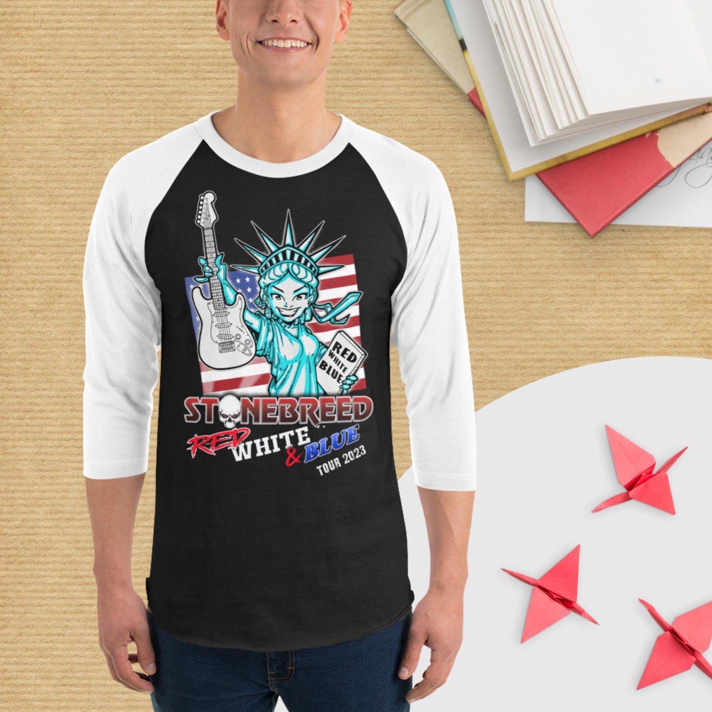 STONEBREED Red White & Blue Tour 2023 3/4 sleeve raglan shirt