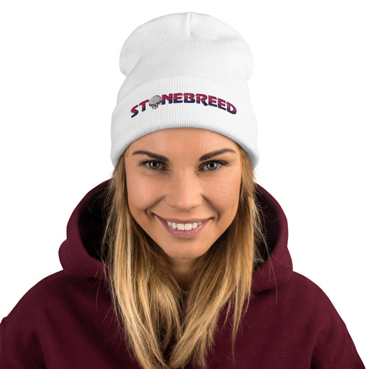 Stonebreed White with Pink Logo Embroidered Beanie